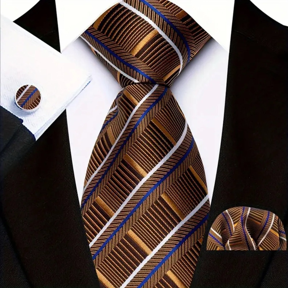 Silk Brown and Blue Striped Tie for Formal Occasions
